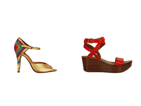 Sandalia dorada y Sandalia coral de la colección primavera/verano 2013 de Nine West