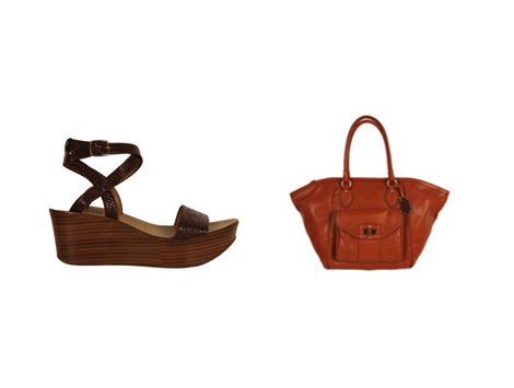 Bolso de cuero y sandalia de la colección Oriental de Nine West 