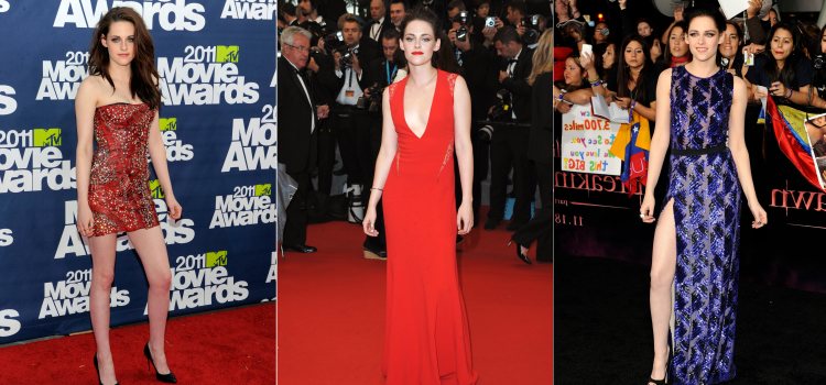 Varios looks de la actriz Kristen Stewart en 2011 y 2012