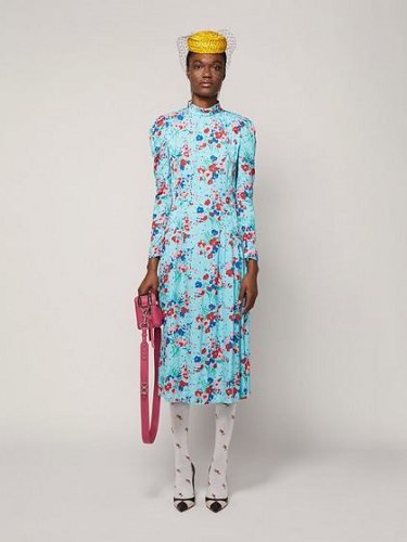 Vestido años 40 en azul con flores estampadas de la colección otoñal de Marc Jacobs