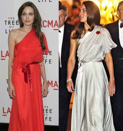 Kate Middleton y Angelina Jolie apuestan por el mismo diseño de Jenny Packham