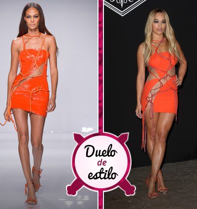 ¿Rita Ora o Joan Smalls? El mismo vestido dentro y fuera de la pasarela de Versace