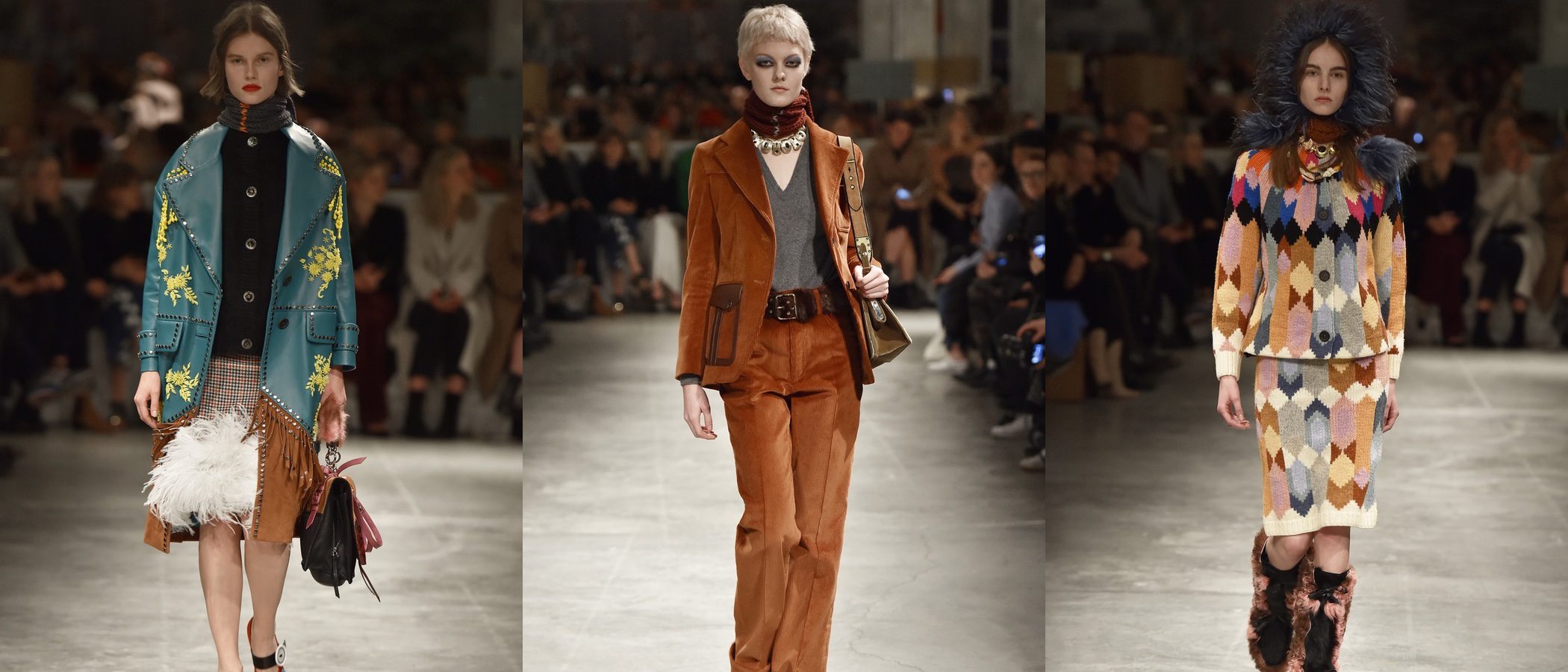 Prada apuesta por la estética de los 70 con su otoño/invierno 2017/2018 en la Milán Fashion Week