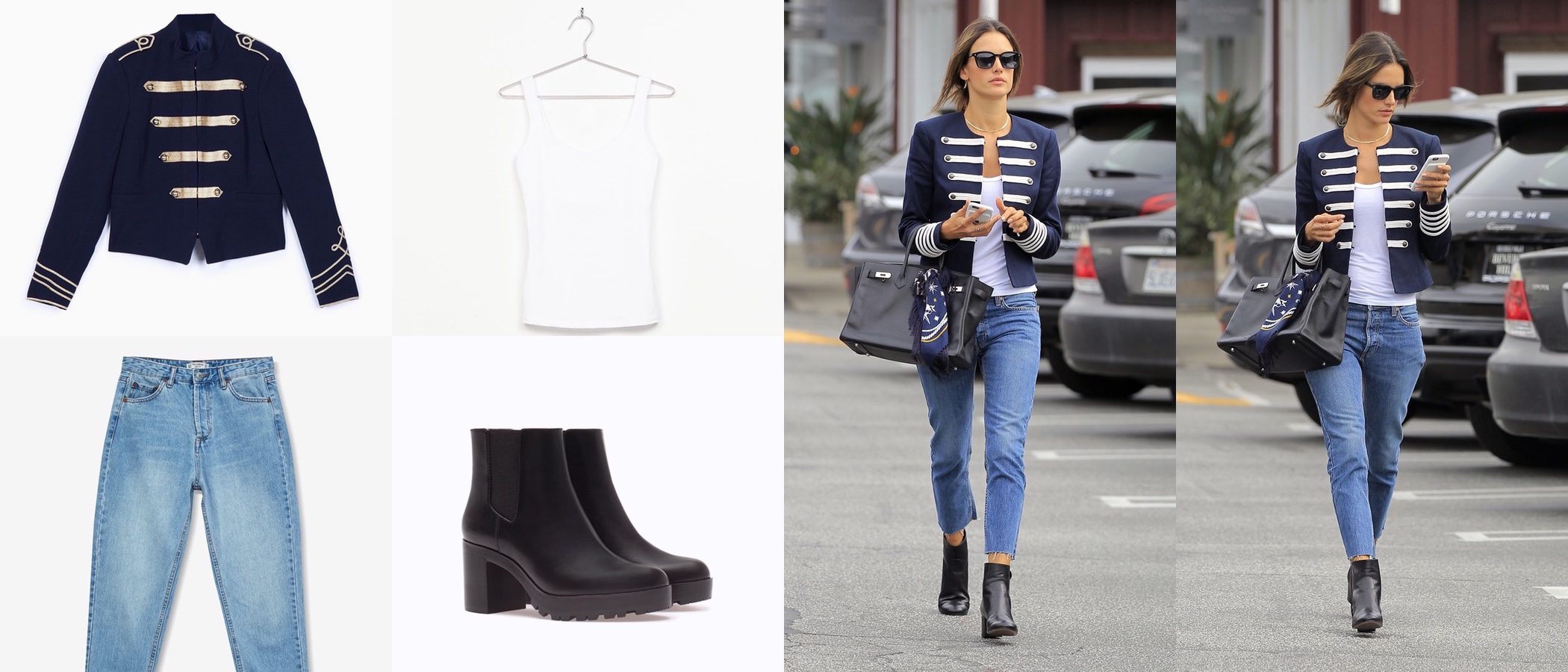 El outfit navy de Alessandra Ambrosio convertido en low cost: ¡Anímate a imitarlo!