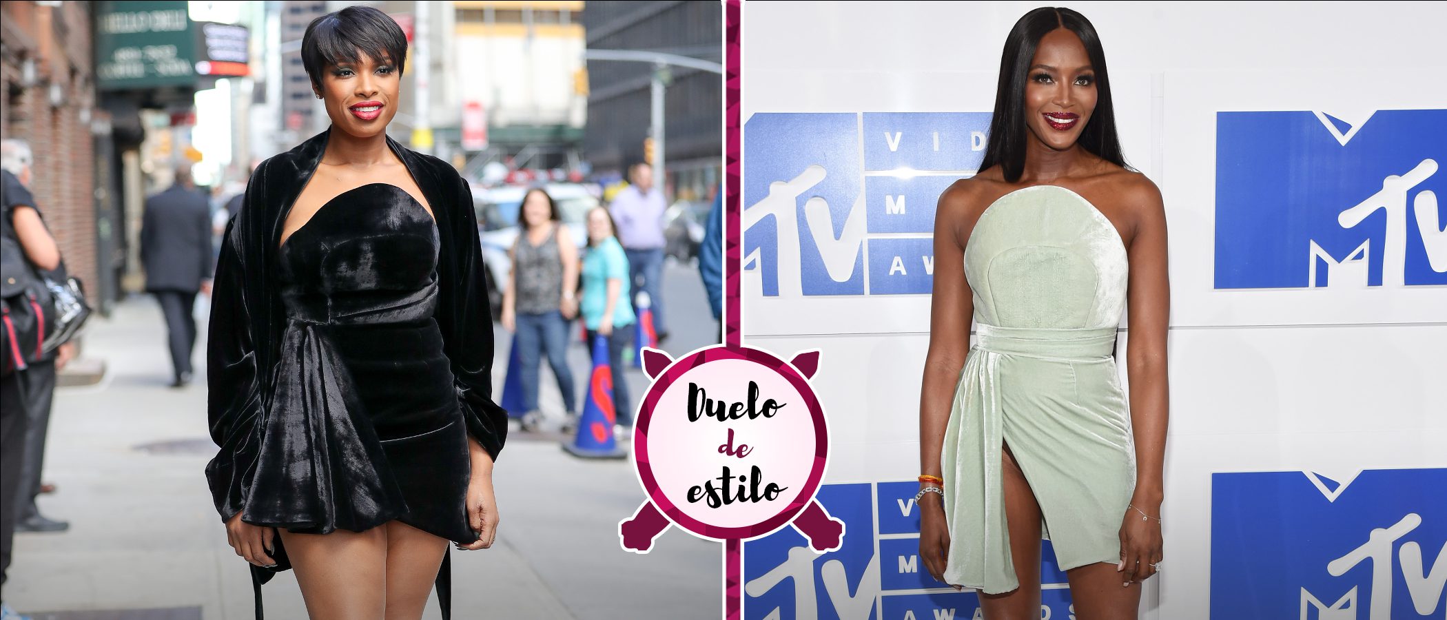 Jennifer Hudson y Naomi Campbell se enfrentan por un vestido de terciopelo. ¿Qué look es el ganador?
