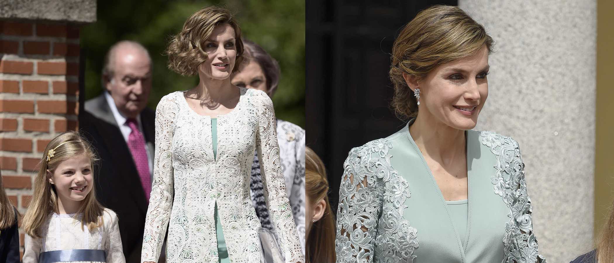 La Reina Letizia: dos hijas, dos Comuniones pero un mismo vestido de Felipe Varela