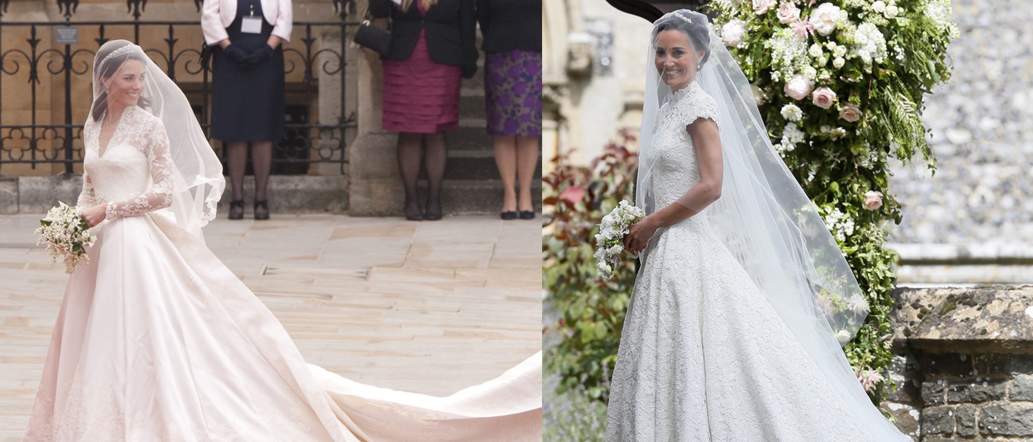 Las similitudes de los vestidos de novia de Kate Middleton y Pippa Middleton
