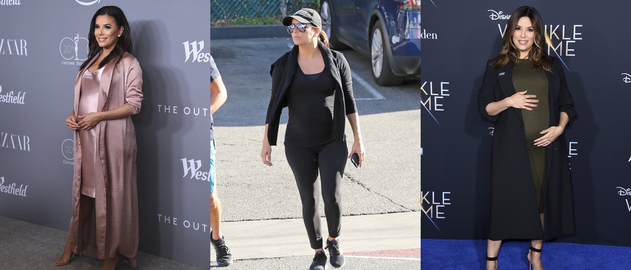 Los looks premamá de Eva Longoria: de la comodidad del día a día a los vestidos ceñidos de la noche