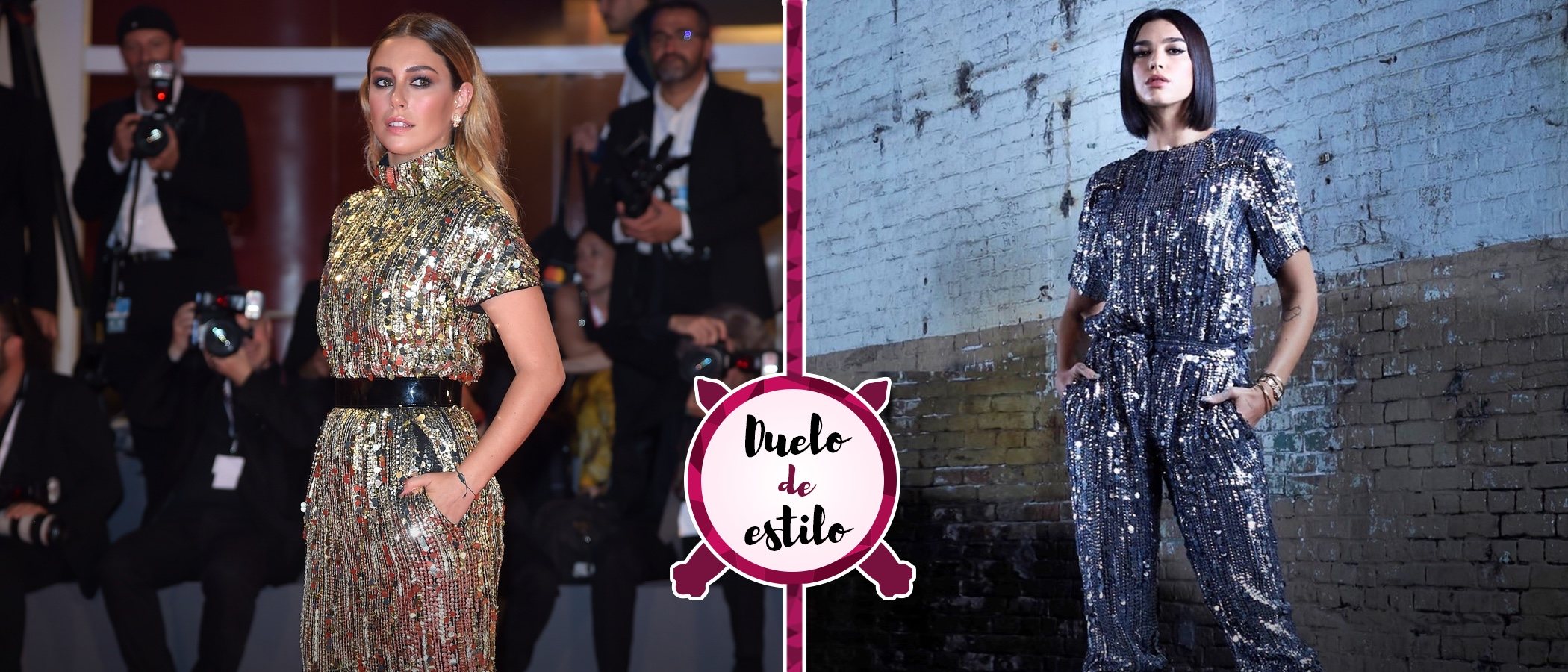 Blanca Suárez, Dua Lipa y el diseño metalizado de Alberta Ferretti. ¿A quién le sienta mejor?