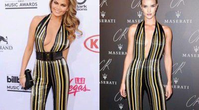 Trío de moda: Rosie Huntington-Whiteley, Chrissy Teigen y un único Balmain, ¿quén lo luce mejor?