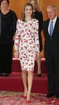 La Reina Letizia con un vestido de Carolina Herrera en la audiencia previa a los Premios Princesa de Asturias 2016