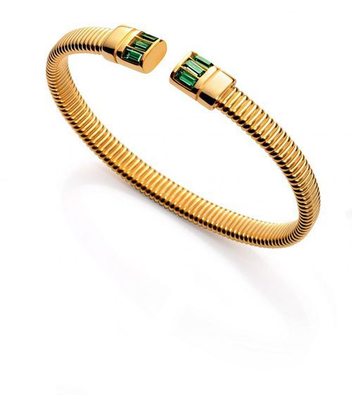 Pulsera dorada con detalles verdes de la nueva colección de Viceroy