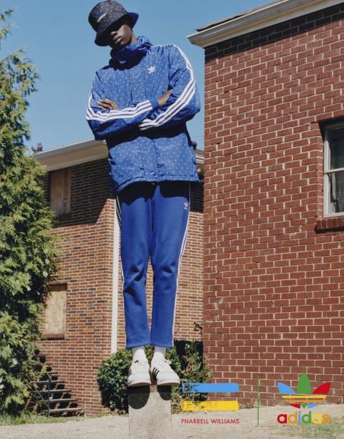 Chaqueta azul y blanca de la colección de Pharrell Williams con Adidas