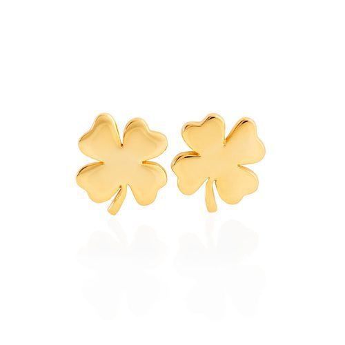 Pendientes dorados en forma de trébol de la colección de Sara Carbonero para Agatha París