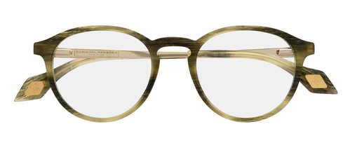 Gafas de lentes redondas y acabados en cuero de la colección 'Vista 2016' de Carolina Herrera