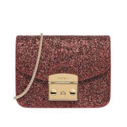 Bolso de mano con purpurina roja de Furla colección Navidad 2016