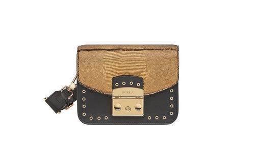 Bolso Metropolis en dorado y negro de Furla colección Navidad 2016