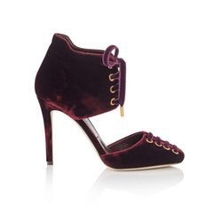 Sandalias de tacón de terciopelo burdeos de Jimmy Choo para Navidad 2016