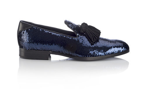 Mocasines para hombre de lentejuelas azules de Jimmy Choo para Navidad 2016