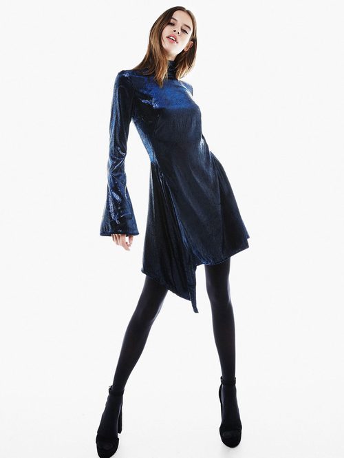 Vestido azul de Bershka para Navidad 2016