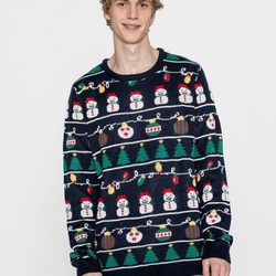 Jersey azul marino con estampado de Pull&Bear para Navidad 2016
