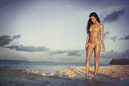 Alessandra Ambrosio con un bikini camel de su firma Ale by Alessandra