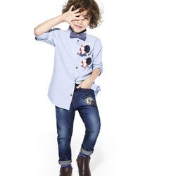 Camisa azul con lunares de Primark colección niños Navidad 2016
