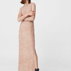 Vestido rosa empolvado de lentejuelas de Mango para Navidad 2016