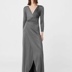 Vestido largo gris plata de Mango para Navidad 2016