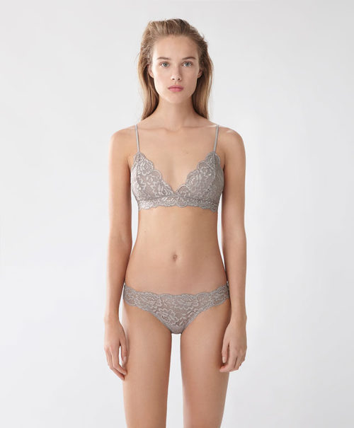 Conjunto de lencería gris de Oysho para Navidad 2016