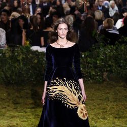 Vestido en terciopelo y estampado en falda de Dior en la Semana de la Alta Costura de París primavera/verano 2017