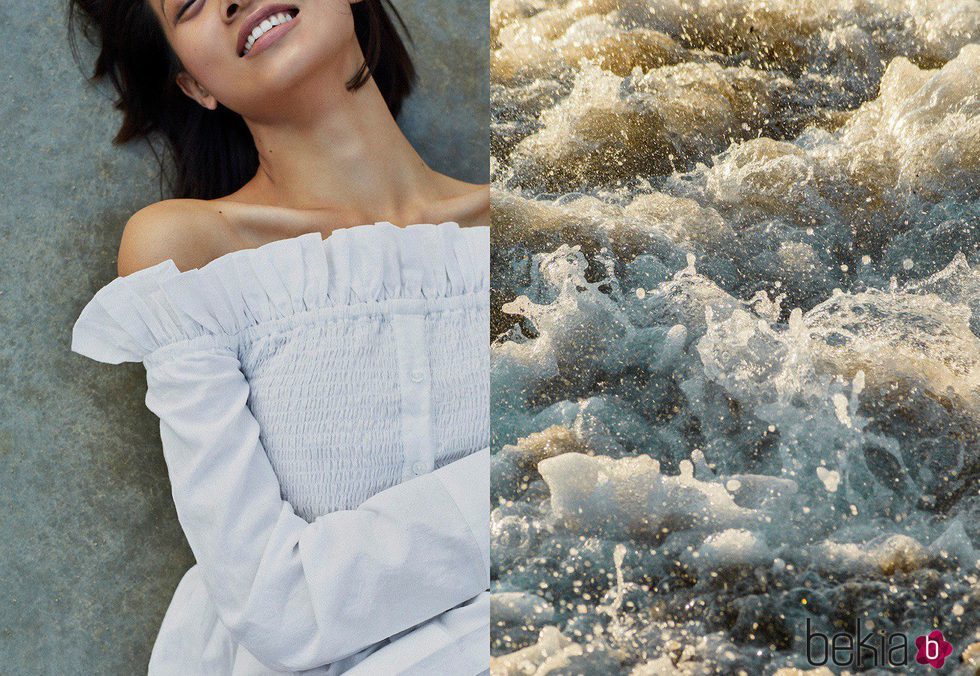 Camisa de escote bardot de Bershka campaña primavera/verano 2017
