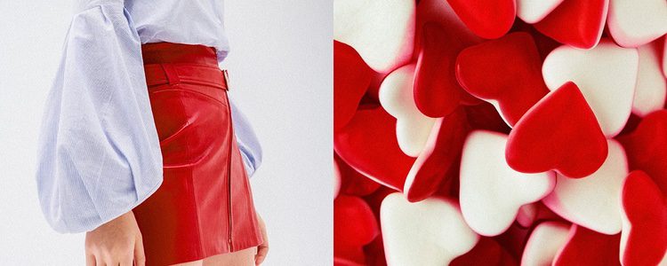 Falda de cuero roja de Bershka campaña primavera/verano 2017