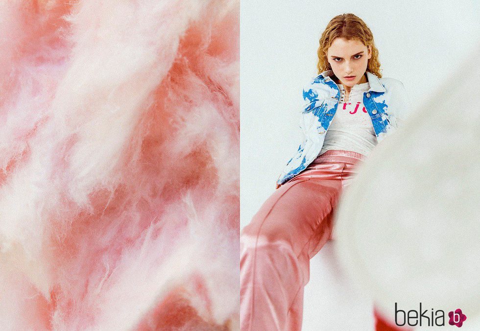 Pantalón de seda rosa cuarzo de Bershka campaña primavera/verano 2017