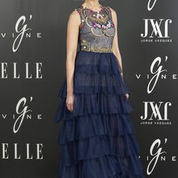 Eva González con un vestido con volumen en la fiesta posterior al desfile de Jorge Vázquez