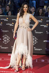 Nuria Fergó con un vestido rosa en el Festival de Cine de Málaga