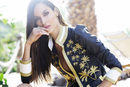 Ariadne Artiles con una chaqueta bordada de Guts&Love primavera/verano 2017