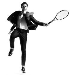 Rafa Nadal con un traje de Tommy Hilfiger en su colección 'THFLEX Edition 2017'