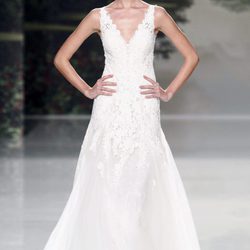 Vestido de novia con tul y encaje de St. Patrick colección 2018 en la Barcelona Bridal Week