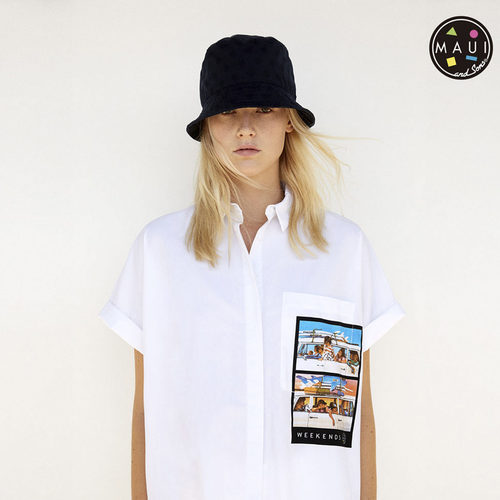 Camisa oversize con bolsillo estampado de la colección cápsula para verano 2017 de Zara y Maui and Sons