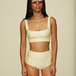 Bikini de rayas amarillas de la nueva colección de baño de Reformation 2017