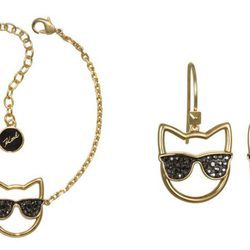 Piezas de la colección de Karl Lagerfeld para Swarovski. Piezas en dorado