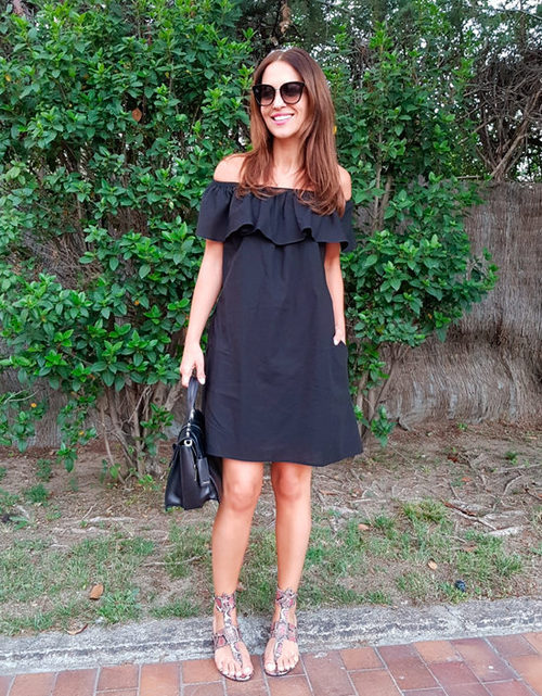 Paula Echevarría con un vestido de Pati Conde by Dándara