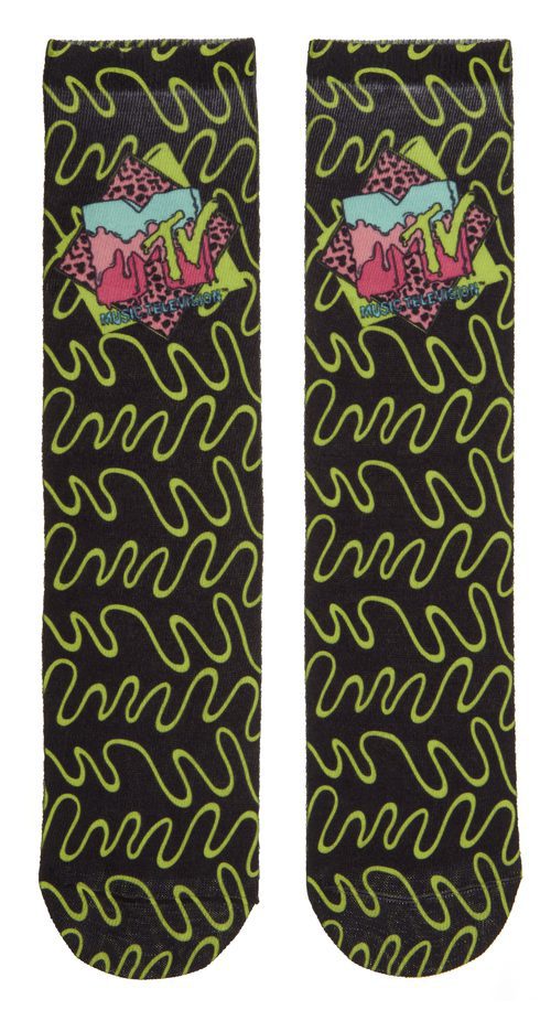 Calcetines negros con estampado verde neón de la colección colaborativa 'ASOS x MTV'