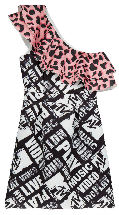 Vestido con volante estampado de la colección colaborativa 'ASOS x MTV'