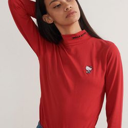 Polo rojo con cuello de la colección de Hello Kitty para Lazy Oaf