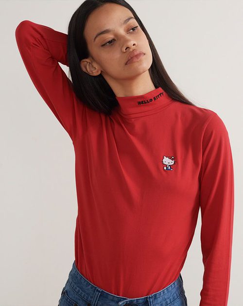 Polo rojo con cuello de la colección de Hello Kitty para Lazy Oaf