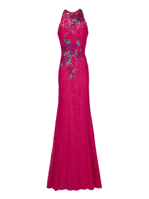Vestido largo rosa estampado de la nueva colección de fiesta de Pronovias 2018