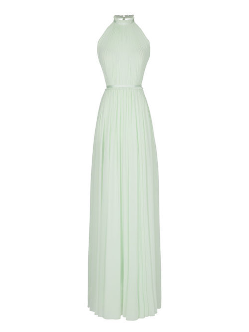 Vestido largo verde menta de la nueva colección de fiesta de Pronovias 2018