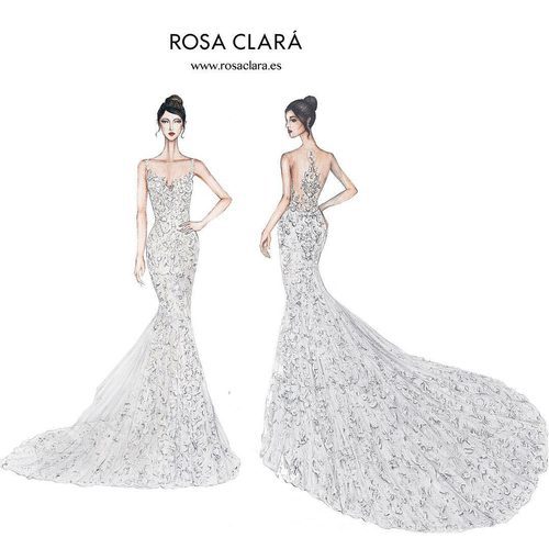 Vestido de Antonella Roccuzzo firmado por Rosa Clará para su boda con Leo Messi